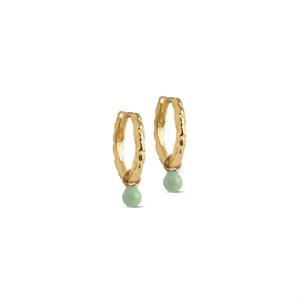 Enamel - Belle Dusty Green Hoops i forgyldt sølv E245GM